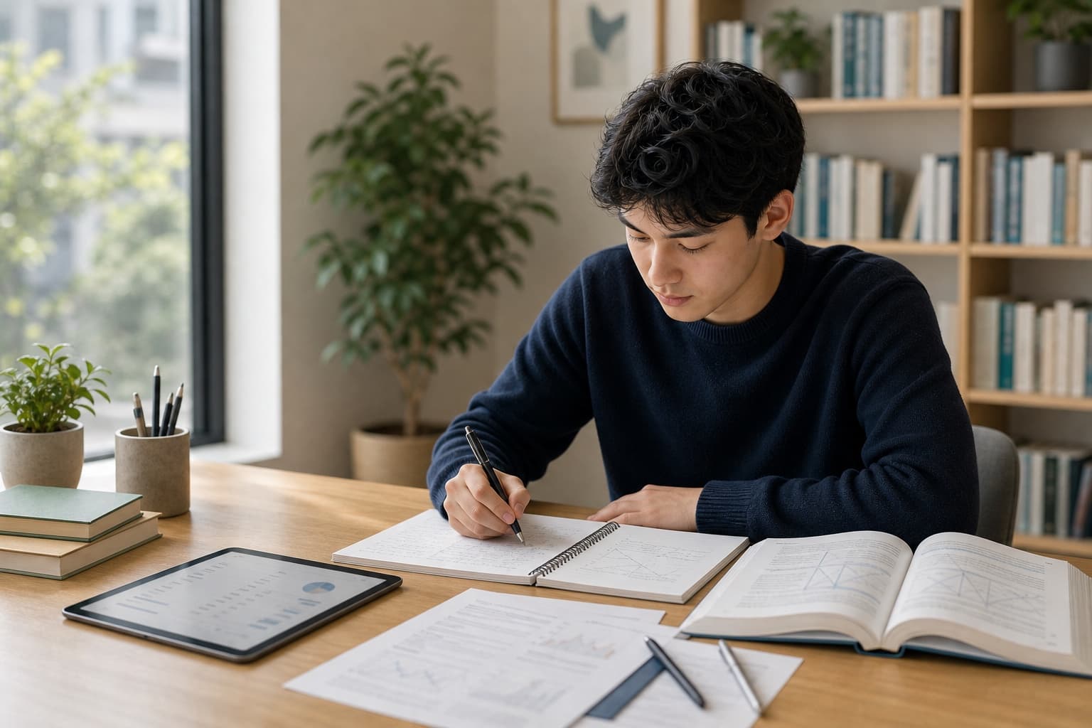 An IB Diploma Programme student reviewing progress after an online tutoring lesson